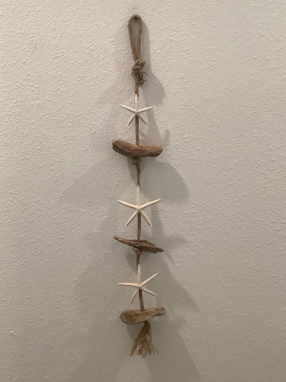 Driftwood Art, Driftwood & Large Starfish Mobile , Driftwood & Starfish Coastal